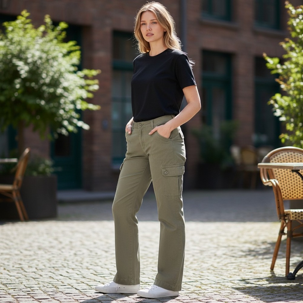 Gap Vintage 2006 Womens Cargo Pants Olive Green Cotton Straight Leg Size 18